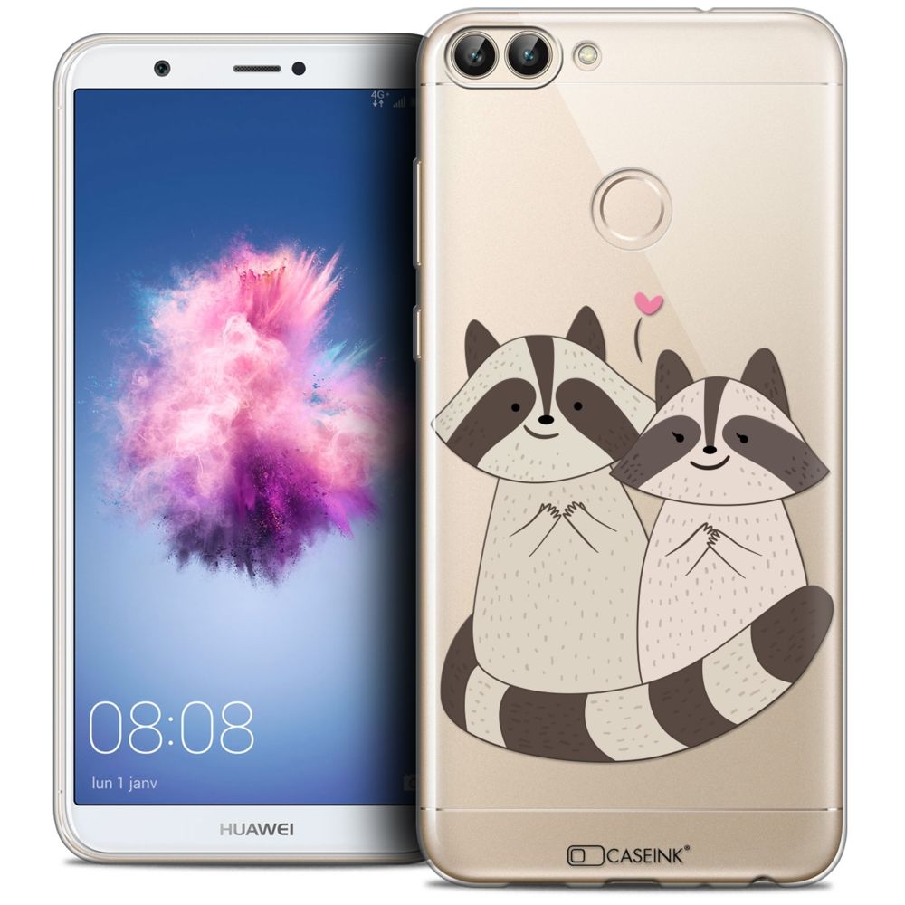 Caseink - Coque Housse Etui Huawei P Smart (5.7 ) [Crystal Gel HD Collection Sweetie Design Racoon Love - Souple - Ultra Fin - Imprimé en France] - Coque, étui smartphone