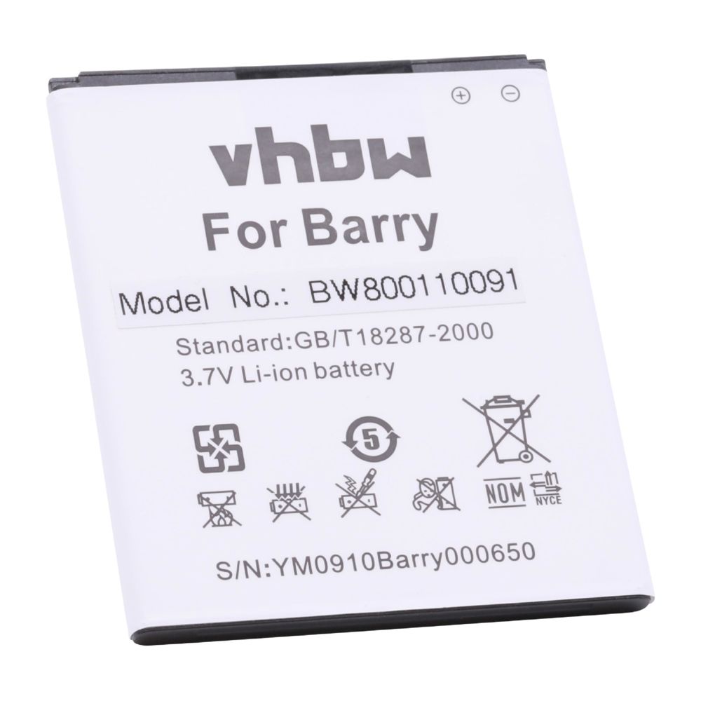Vhbw - vhbw Li-Ion Batterie 2000mAh (3.7V) pour téléphone, smartphone Wiko Barry, Barry Dual Sim comme Wiko Barry. - Batterie téléphone