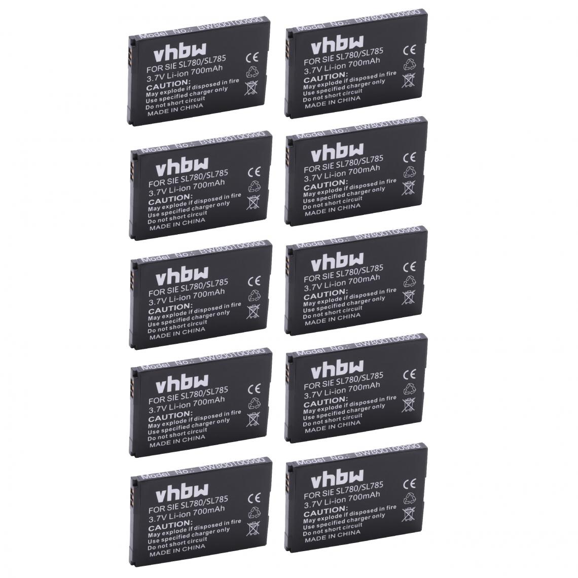 Vhbw - vhbw 10x Batteries compatible avec Siemens Gigaset SL350, SL350H, SL400, SL400A, SL400H téléphone fixe sans fil (700mAh, 3,7V, Li-ion) - Batterie téléphone