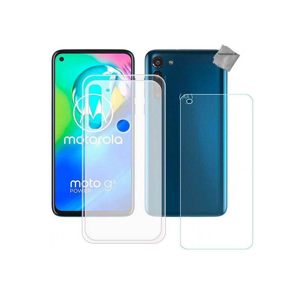 Htdmobiles - Housse etui coque pochette silicone gel fine pour Motorola Moto G8 Power + verre trempe - BLANC TRANSPARENT - Autres accessoires smartphone