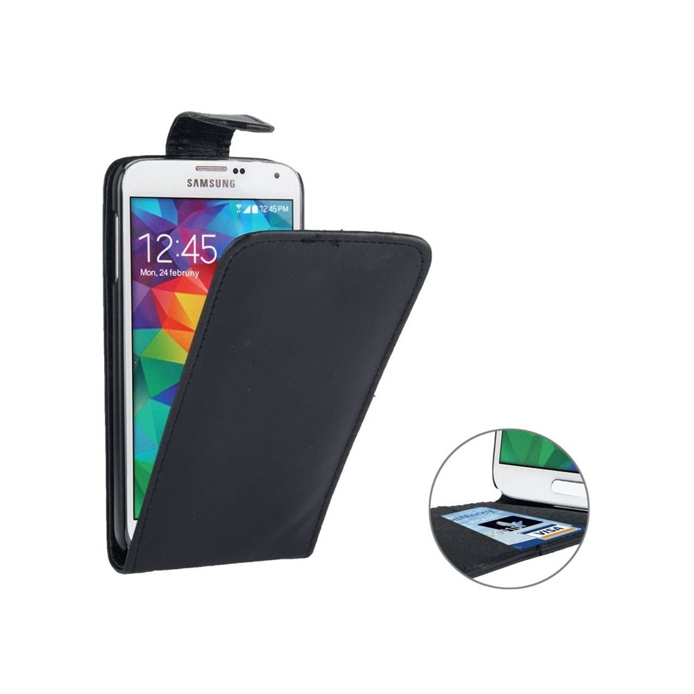 Wewoo - Housse Étui noir pour Samsung Galaxy S5 / G900 carte de crédit en cuir à rabat vertical avec fente - Coque, étui smartphone