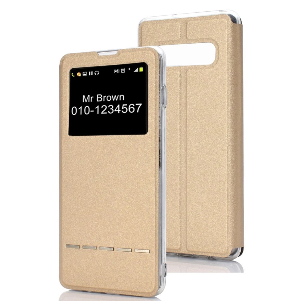 Wewoo - Housse Étui Coque Etui à rabat horizontal en cuir pour Galaxy S10 +avec support et identification de l'afficheur Or - Coque, étui smartphone