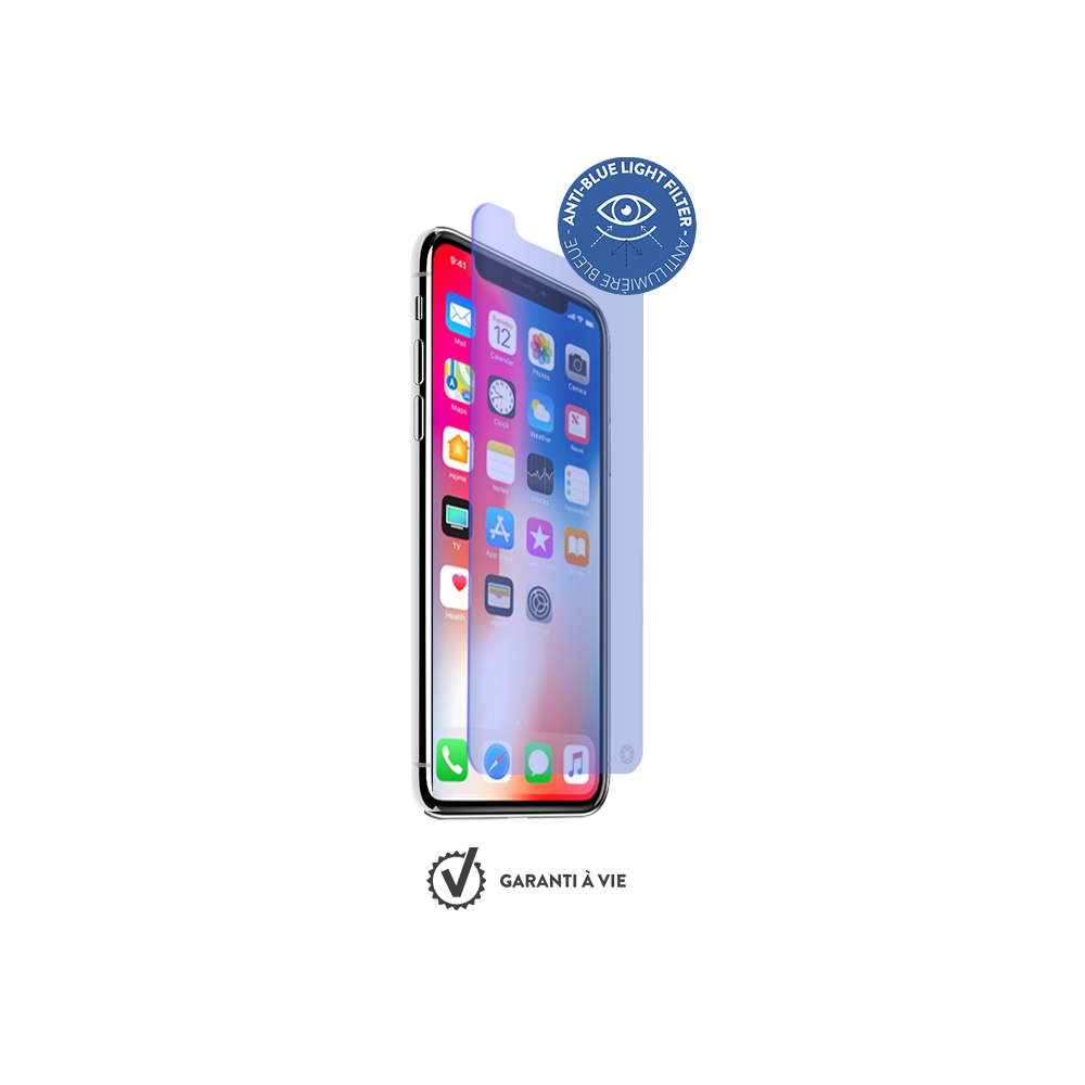 Force Glass - Verre trempe iPhone X - Anti-lumiere bleue - Coque, étui smartphone