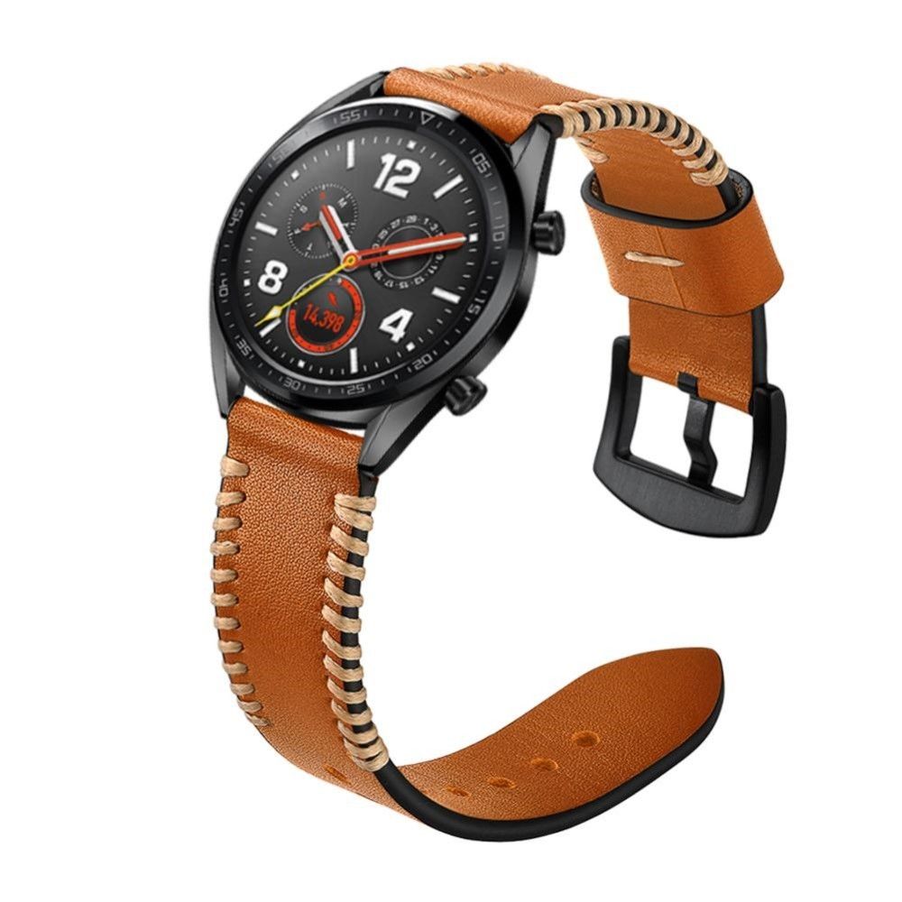 marque generique - Bracelet en cuir véritable points de côté 22mm marron pour votre Huawei Watch GT/Watch 2 Pro/Honor Watch Magic - Accessoires bracelet connecté