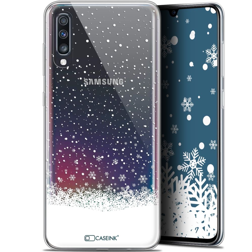 Caseink - Coque Pour Samsung Galaxy A70 (6.7 ) [Gel HD Collection Noël 2017 Design Flocons de Neige - Souple - Ultra Fin - Imprimé en France] - Coque, étui smartphone