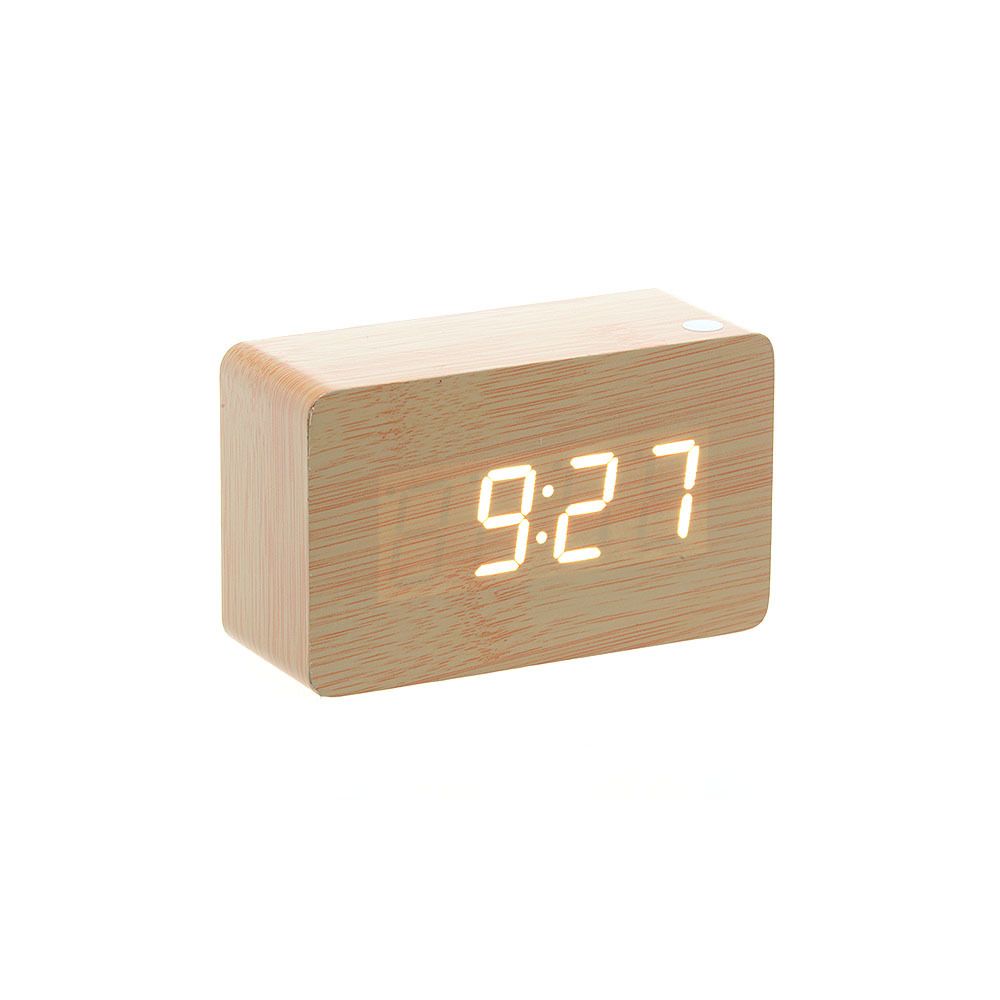 marque generique - Horloge Réveil Alarme Digital LED en Bois Imitation Thermomètre Température USB AAA BR - Météo connectée