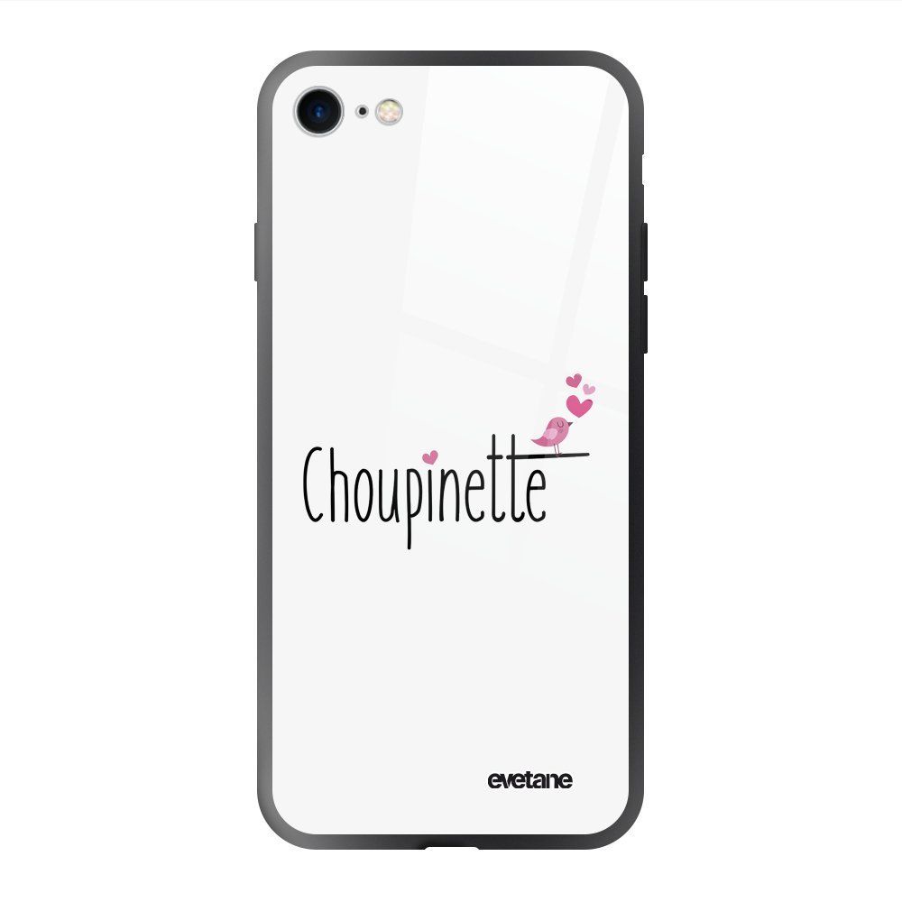 Evetane - Coque en verre trempé iPhone 7/8/ iPhone SE 2020 Choupinette Ecriture Tendance et Design Evetane. - Coque, étui smartphone