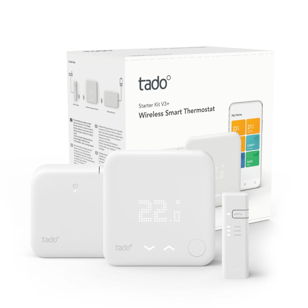 Tado - Kit de démarrage V3+ - Thermostat Intelligent sans fil - Thermostat connecté