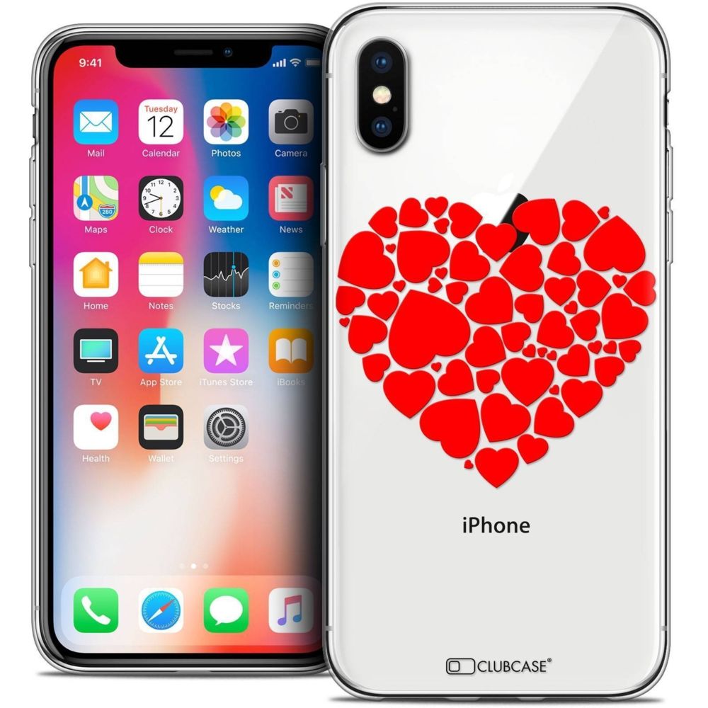 Caseink - Coque Housse Etui Apple iPhone Xs / X (5.8 ) [Crystal Gel HD Collection Love Saint Valentin Design Coeur des Coeurs - Souple - Ultra Fin - Imprimé en France] - Coque, étui smartphone