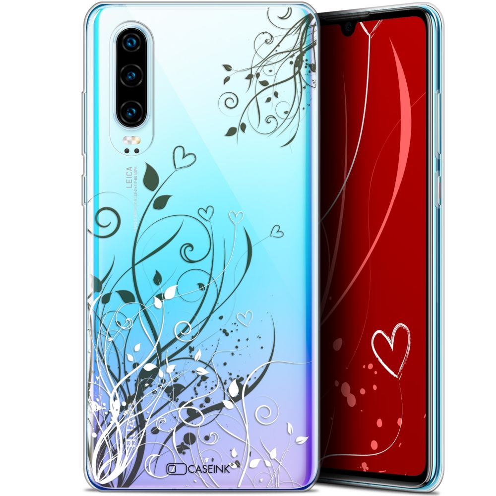 Caseink - Coque Pour Huawei P30 (6.1 ) [Gel HD Collection Love Saint Valentin Design Hearts Flowers - Souple - Ultra Fin - Imprimé en France] - Coque, étui smartphone