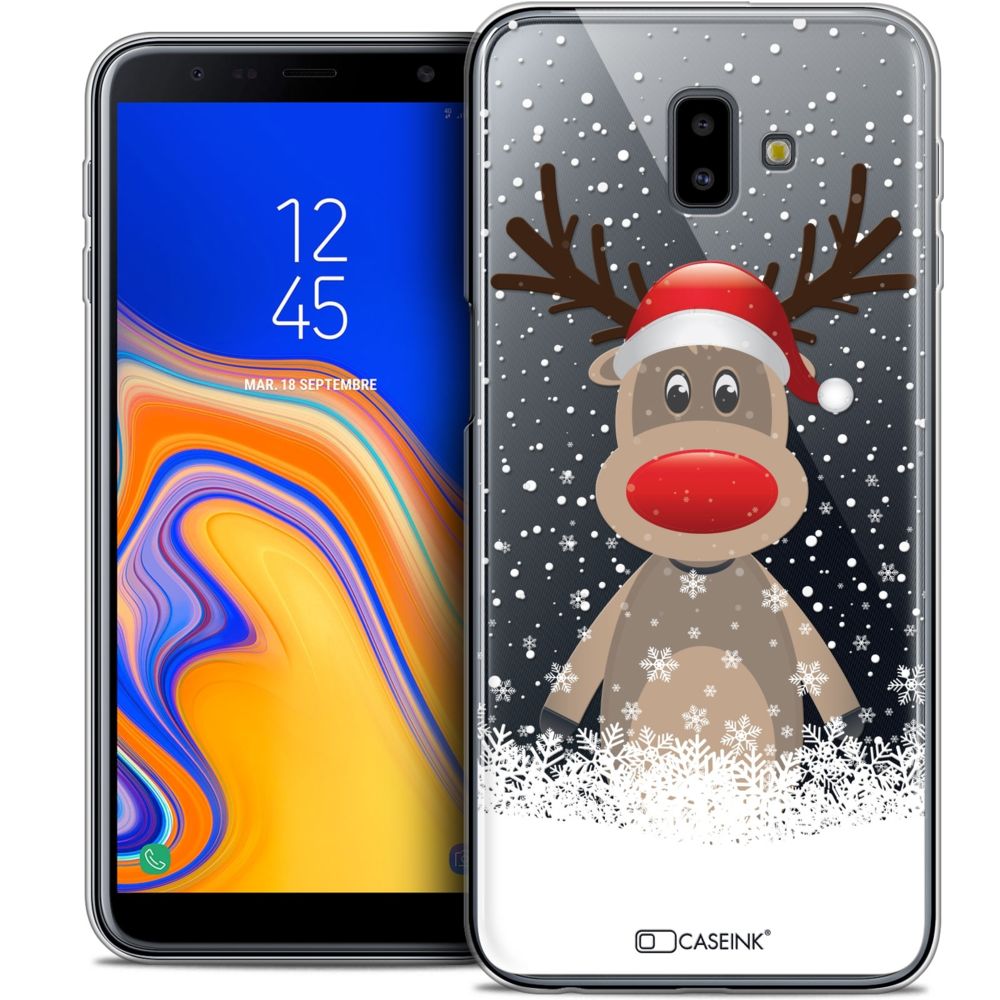 Caseink - Coque Housse Etui Pour Samsung Galaxy J6 Plus J6+ (6.4 ) [Crystal Gel HD Collection Noël 2017 Design Cerf au Bonnet - Souple - Ultra Fin - Imprimé en France] - Coque, étui smartphone