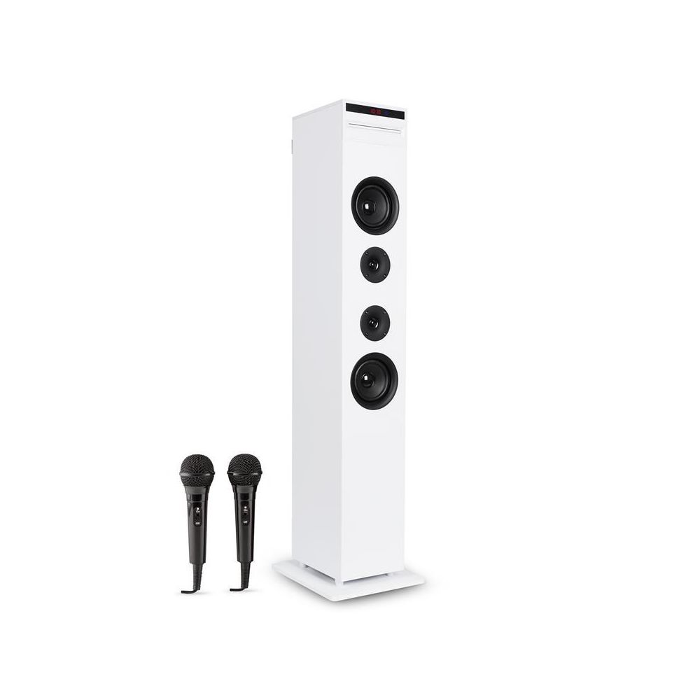 Auna - auna Karaboom Chaîne karaoké Bluetooth CD MP3 chargeur USB + 2 micros -blanc auna - Sonorisation portable