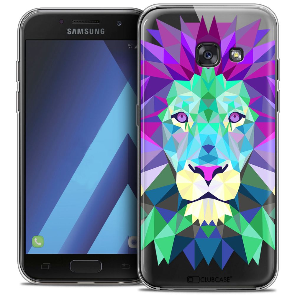 Caseink - Coque Housse Etui Samsung Galaxy A7 2017 A700 (5.7 ) [Crystal Gel HD Polygon Series Animal - Souple - Ultra Fin - Imprimé en France] Lion - Coque, étui smartphone