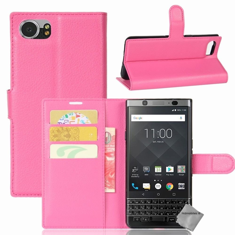 Htdmobiles - Housse etui coque pochette portefeuille pour Blackberry Keyone + film ecran - ROSE - Autres accessoires smartphone