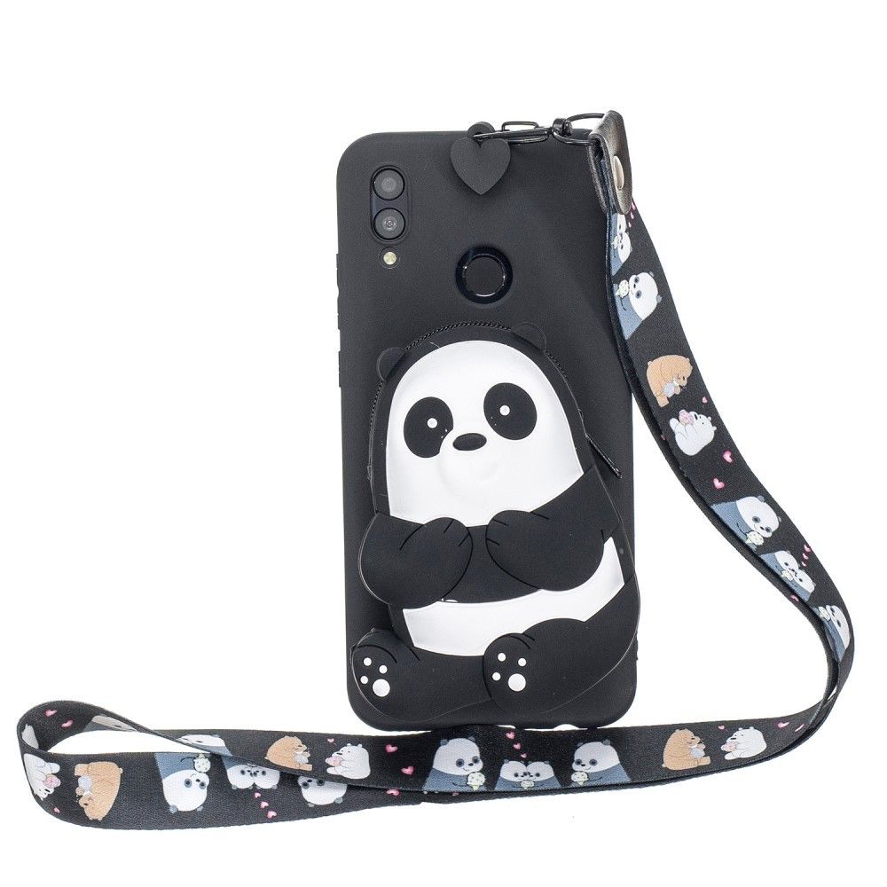 marque generique - Coque en silicone fermeture à glissière avec lanière panda noir pour votre Samsung Galaxy A40 - Coque, étui smartphone