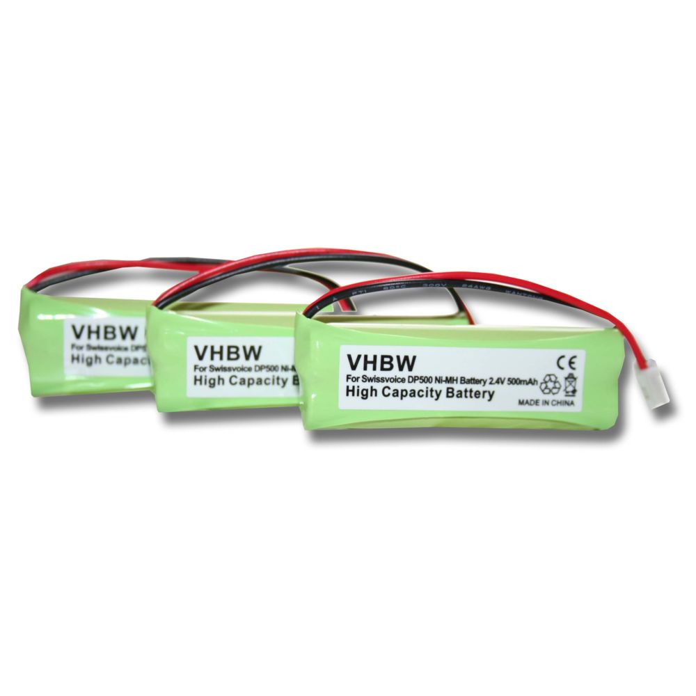 Vhbw - 3 x batteries Ni-MH 500mAh (2,4 V), remplace la batterie d'origine : VT50AAAALH2BMJZ, GP1010, GPHC05RN01, GP HC05RN01 notamment - Batterie téléphone