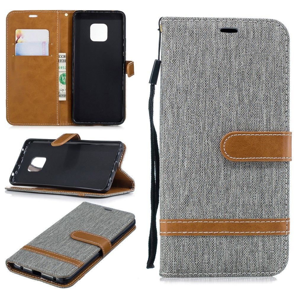 marque generique - Etui en PU jean bicolore en tissu flip gris pour votre Huawei Mate 20 Pro - Autres accessoires smartphone
