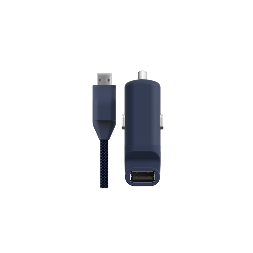 marque generique - Chargeur allume-cigare Teö bleu connectique micro USB - Chargeur secteur téléphone
