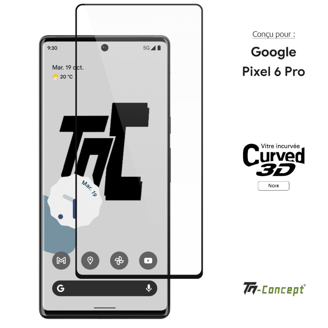 Tm Concept - Verre trempé 3D - Google Pixel 6 Pro - Noir - TM Concept® - Protection écran smartphone