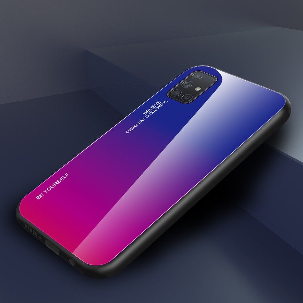 marque generique - Coque en TPU verre dégradé bleu/rose pour votre Samsung Galaxy A71 - Coque, étui smartphone