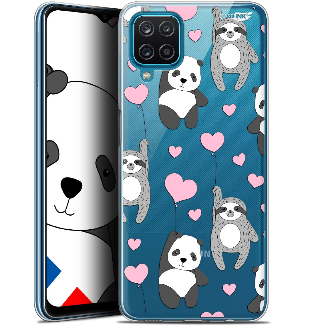 Caseink - Coque arrière Samsung Galaxy A12 (6.5 ) Gel HD [ Nouvelle Collection - Souple - Antichoc - Imprimé en France] Panda'mour - Coque, étui smartphone