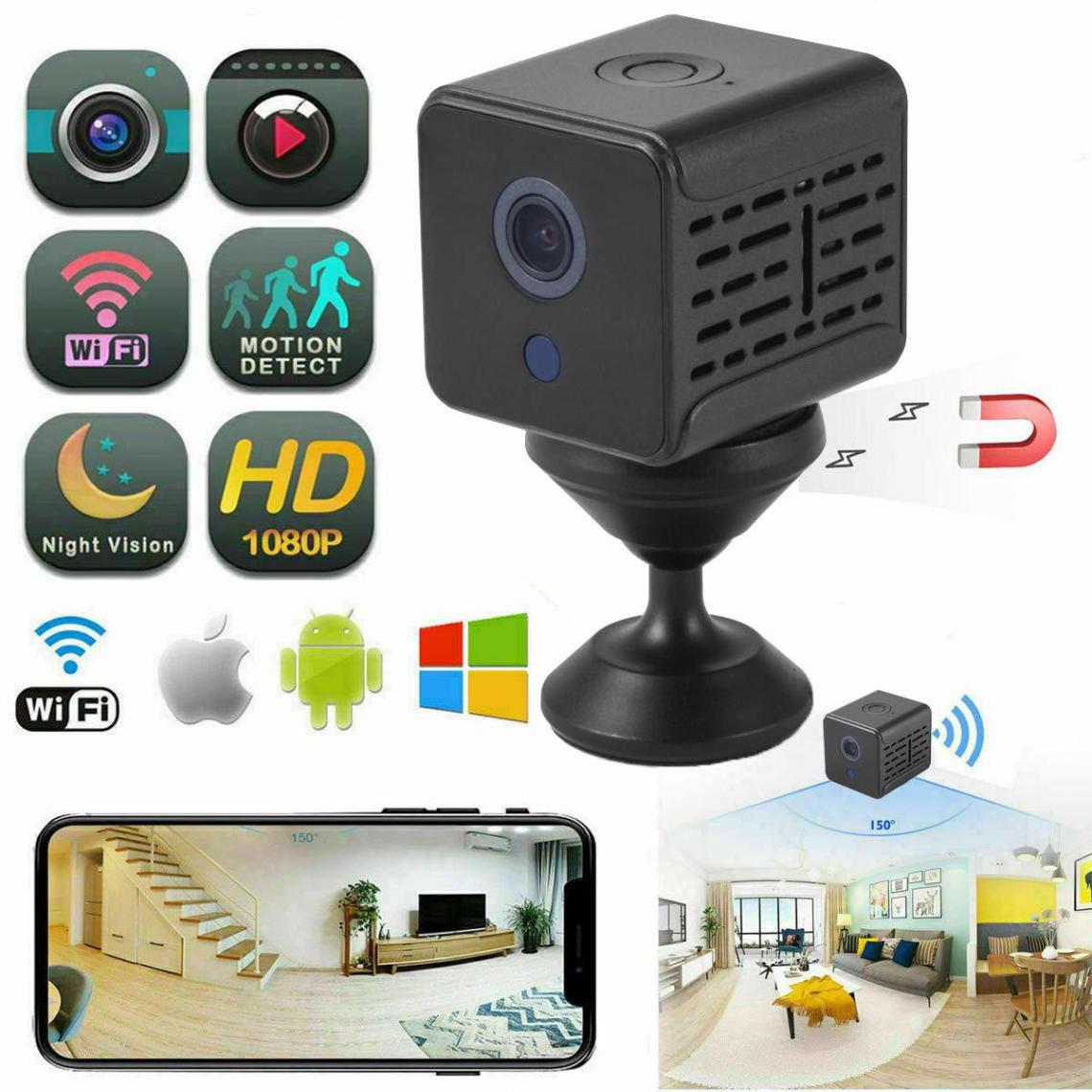 Chrono - Mini Caméra 1080P Caméra sans Fil Stockage en Nuage Surveillance Vision Nocturne Webcam pour la Surveillance à Domicile - Autres accessoires smartphone
