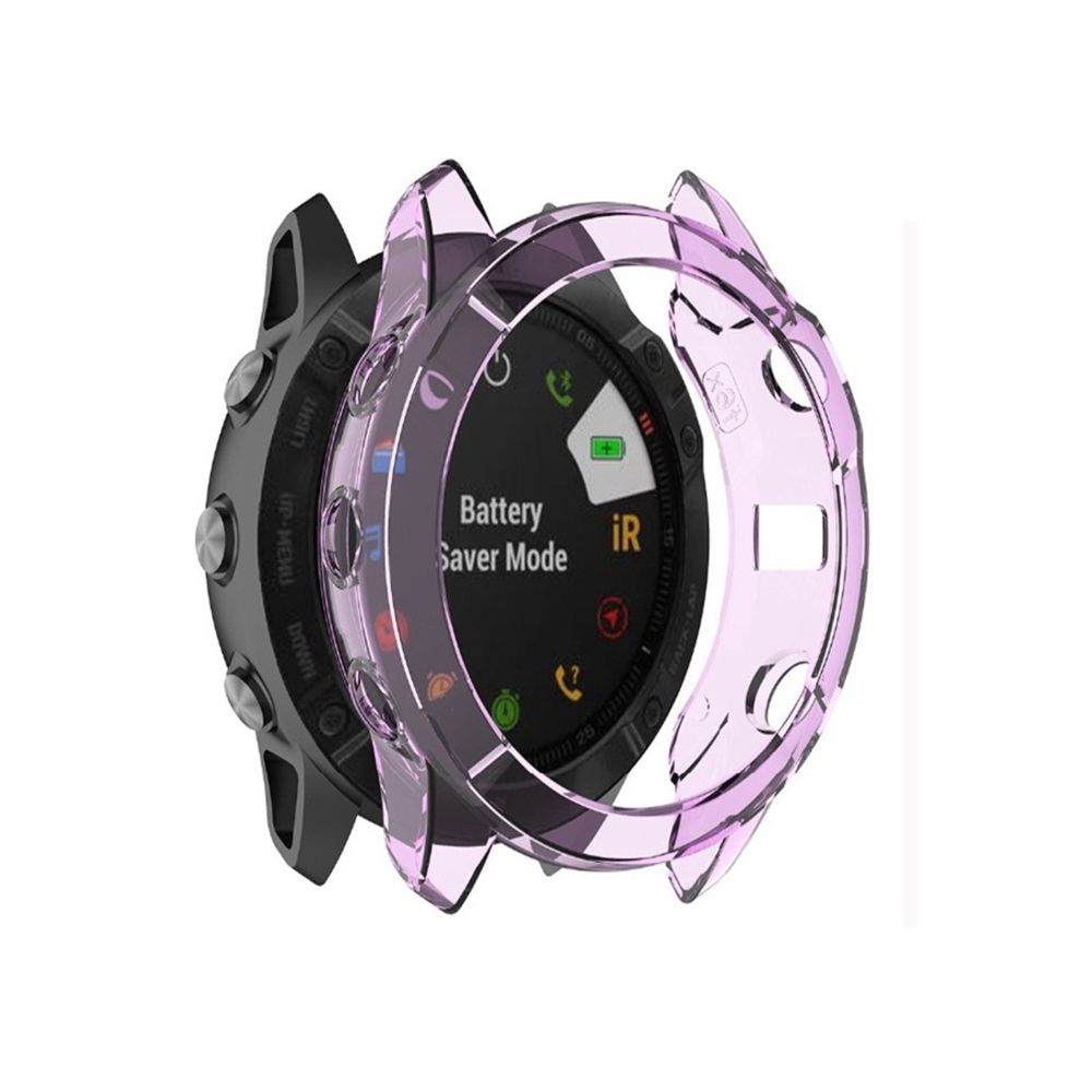 Wewoo - Boîtier de montre Pour Garmin Fenix 6X TPU demi-couverture Smart Watch Protevtice Case Violet - Accessoires montres connectées