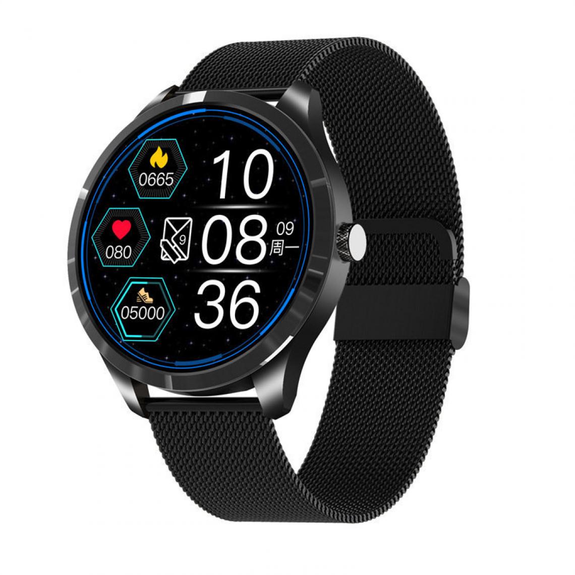 Chronotech Montres - Chronus Smart Watch 1.28 inch Screen Waterproof Bluetooth 5.0 Fitness Trackers with Heart Rate,Message reminder,Blood Oxygen, Sleep Supervising(black) - Montre connectée