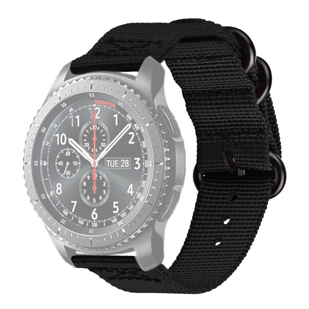 Wewoo - Bracelet pour montre connectée Samsung Galaxy Watch Active 18 mm S3 en nylon à trois anneaux noir - Bracelet connecté