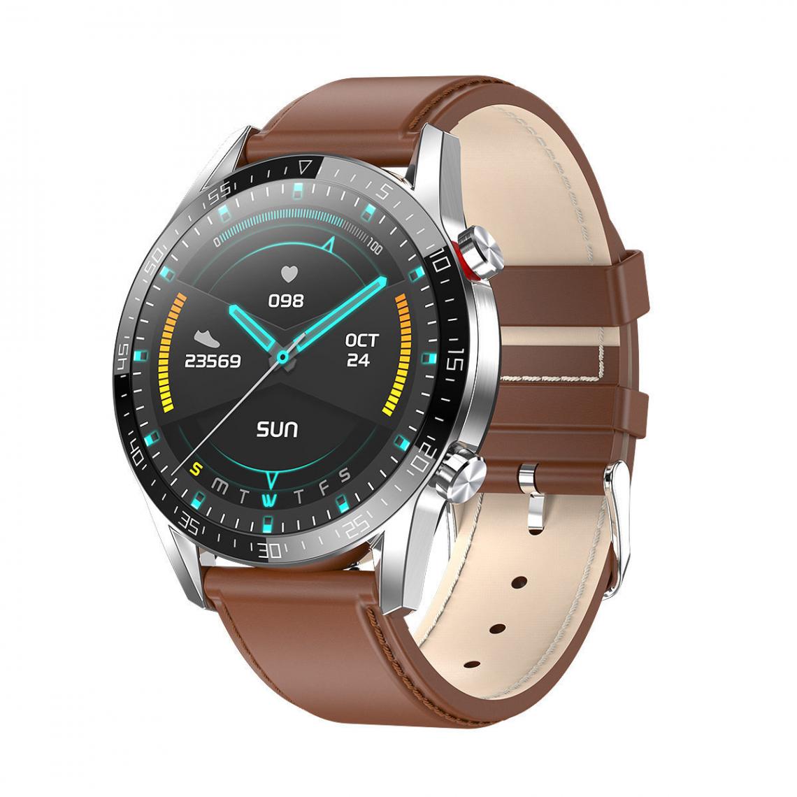 Chronotech Montres - Chronus Smartwatch for men,Fitness Trackers With Receive/Make Call,46mm | ECG monitoring (Brown) - Montre connectée