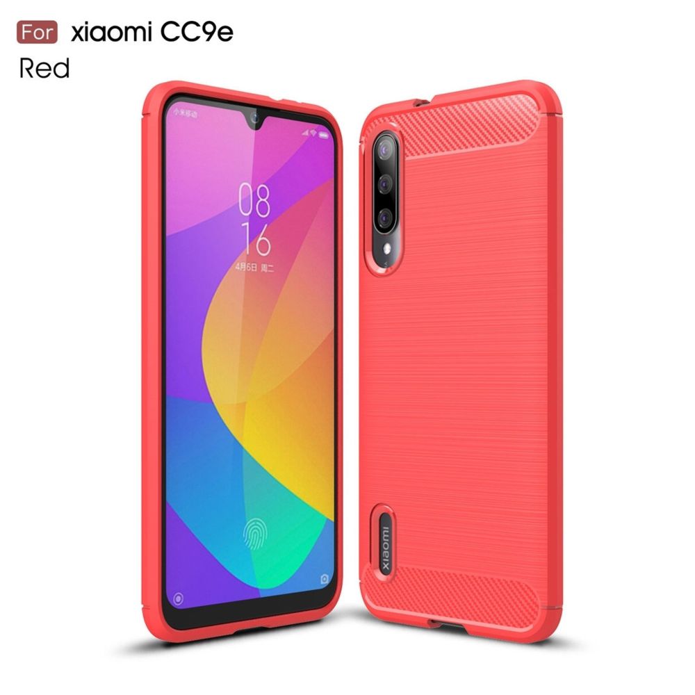 Wewoo - Coque Souple en TPU texturée et fibre de carbone pour Xiaomi Mi CC9e / A3 rouge - Coque, étui smartphone