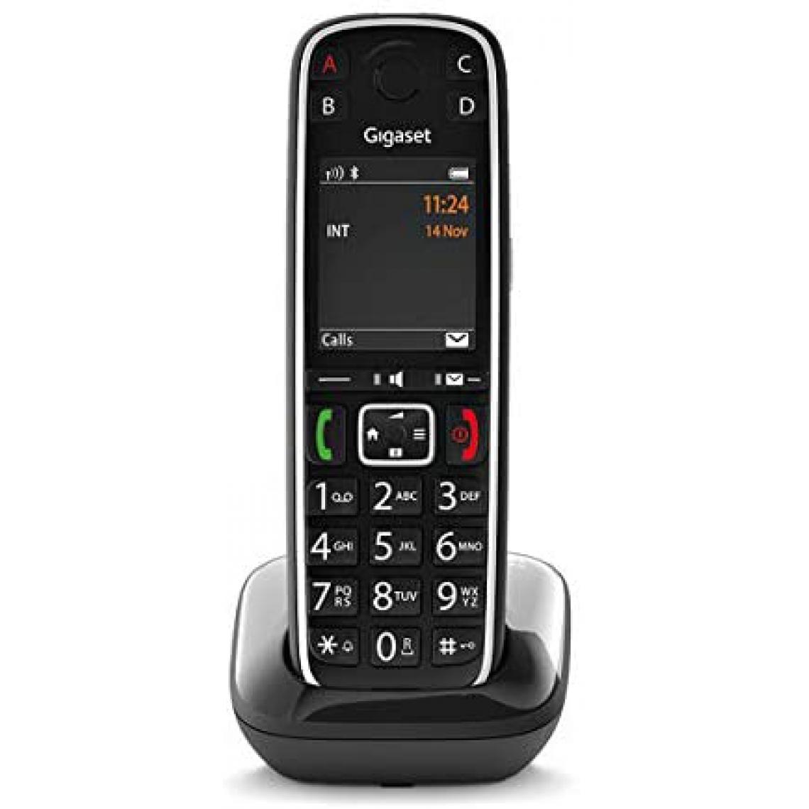Gigaset - téléphone fixe solo sans Fil sans répondeur et larges touches avec Grand écran rétroéclairé noir - Téléphone fixe sans fil