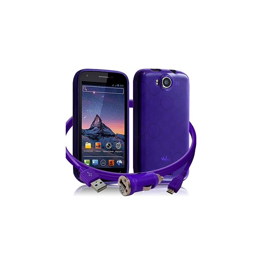 Karylax - Housse Coque Semi Rigide Couleur Violet Translucide pour Wiko Cink Peax 2 + Chargeur Auto - Support téléphone pour voiture