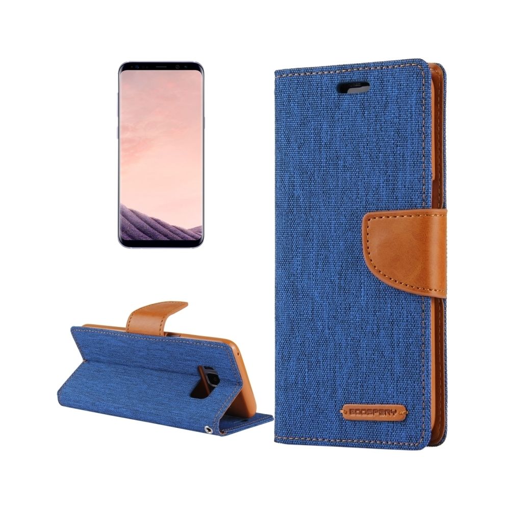 Wewoo - Housse Étui bleu foncé pour Samsung Galaxy S8 toile horizontale flip en cuir avec fentes CANVAS DIARY cartes et porte-monnaie support - Coque, étui smartphone