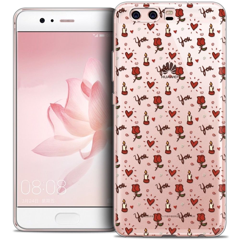 Caseink - Coque Housse Etui Huawei P10 [Crystal Gel HD Collection Love Saint Valentin Design Bougies et Roses - Souple - Ultra Fin - Imprimé en France] - Coque, étui smartphone
