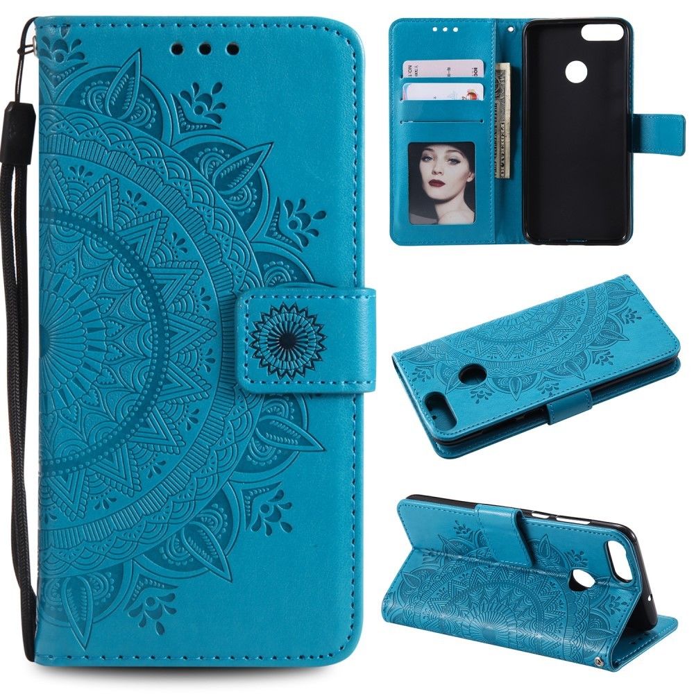 marque generique - Etui en PU fleur papillon bleu pour votre Huawei P Smart/Enjoy 7S - Autres accessoires smartphone