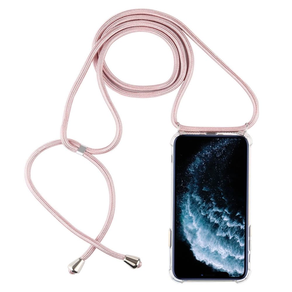 Wewoo - Coque Souple Étui de protection pour téléphone portable Trasparent TPU à quatre coins et anti-chute avec cordon iPhone 11 Pro or rose - Coque, étui smartphone