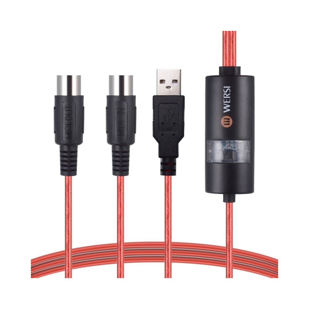 Wewoo - Guitare WERSI UM-18 Câble MIDI USB MidiPort Ligne de montage batterie électronique Piano électrique, Longueur: 2m (Rouge) - Accessoires instruments à cordes