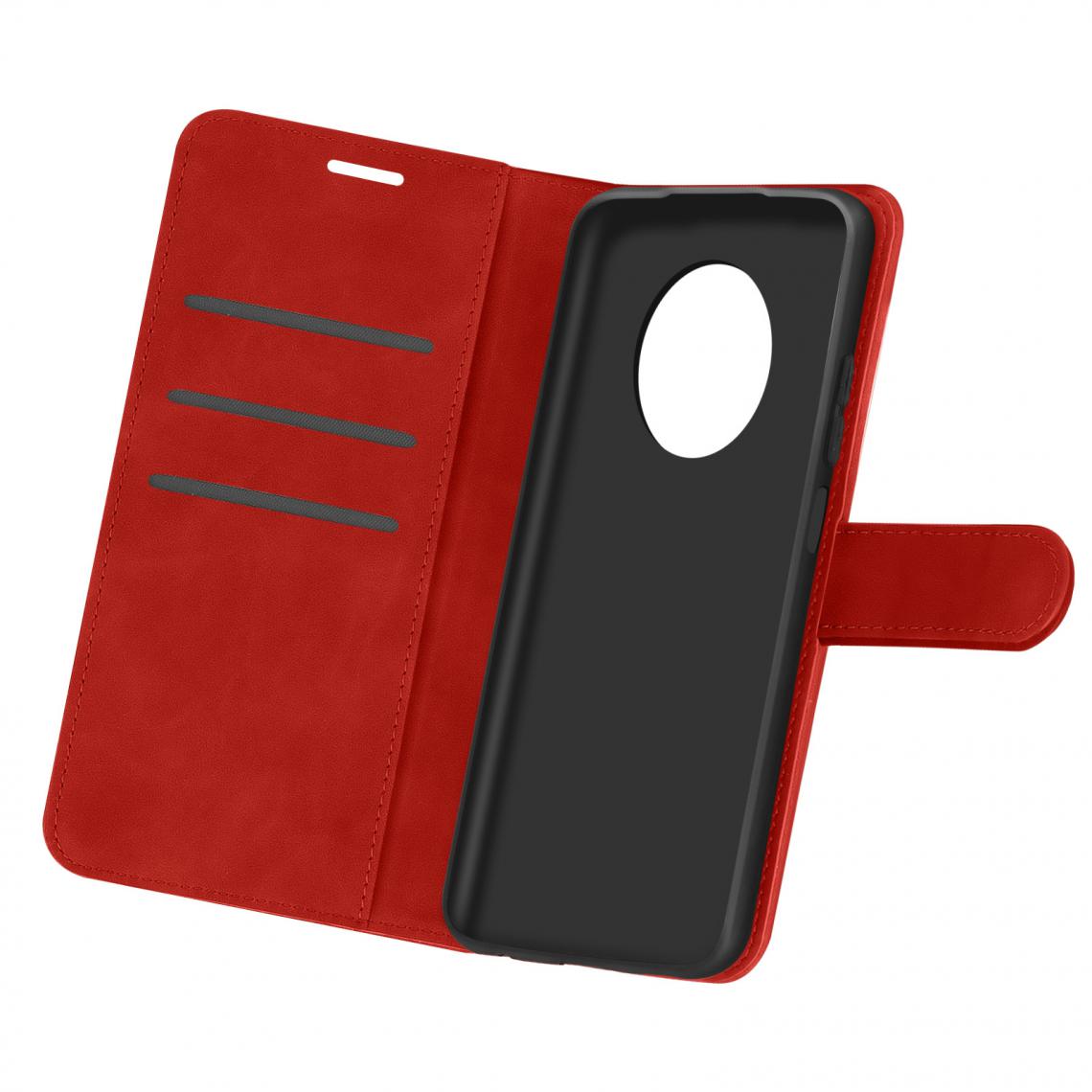 Avizar - Étui Xiaomi Redmi Note 9T 5G Style Vintage Porte-cartes Support Vidéo Rouge - Coque, étui smartphone