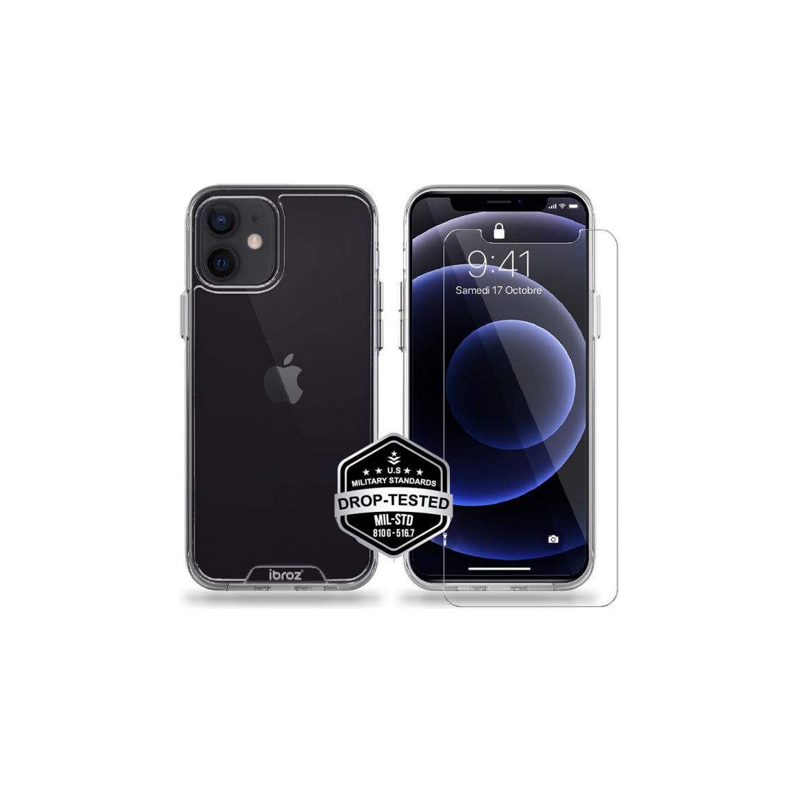 Ibroz - Ibroz Clear Case + Verre Trempé pour iPhone 12 Mini 5,4'' - Coque, étui smartphone