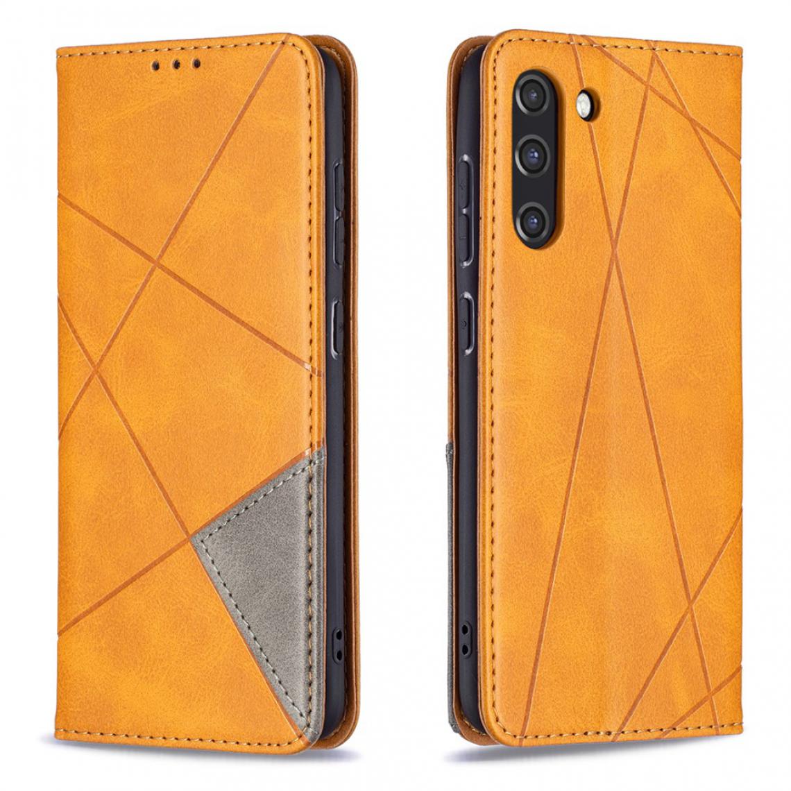 Other - Etui en PU Motif géométrique avec support et porte-cartes marron pour votre Samsung Galaxy S21 FE/S21 Lite - Coque, étui smartphone
