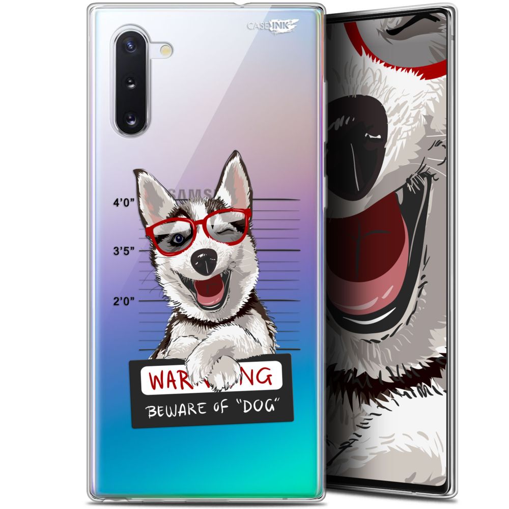 Caseink - Coque arrière Samsung Galaxy Note 10 (6.3 ) Gel HD [ Nouvelle Collection - Souple - Antichoc - Imprimé en France] Beware The Husky Dog - Coque, étui smartphone