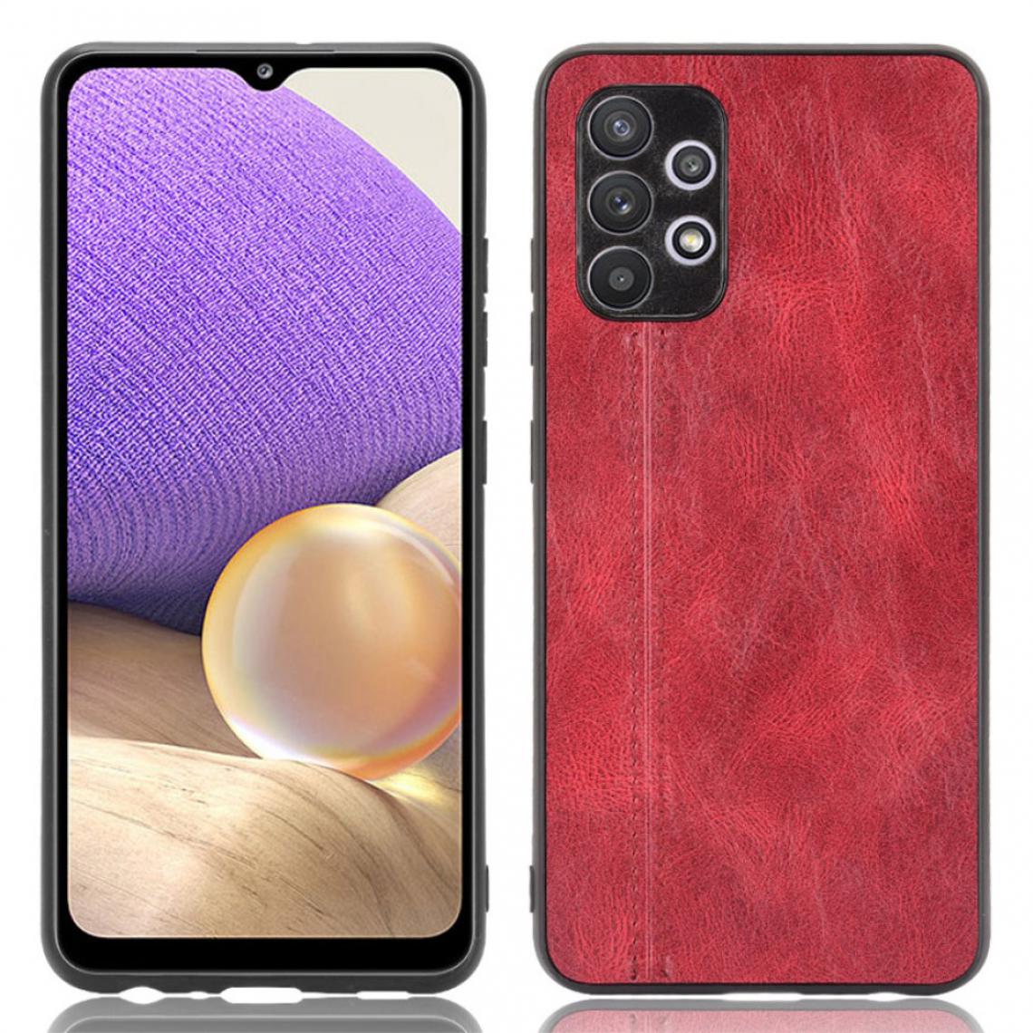 Other - Coque en TPU + PU Conception de ligne de couture rouge pour votre Samsung Galaxy A32 4G (EU Version) - Coque, étui smartphone