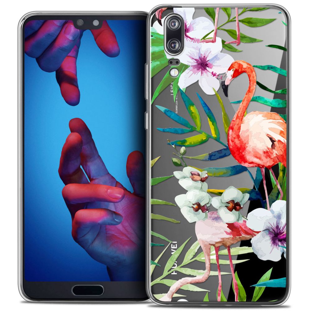 Caseink - Coque Housse Etui Huawei P20 (5.8 ) [Crystal Gel HD Collection Watercolor Design Tropical Flamingo - Souple - Ultra Fin - Imprimé en France] - Coque, étui smartphone