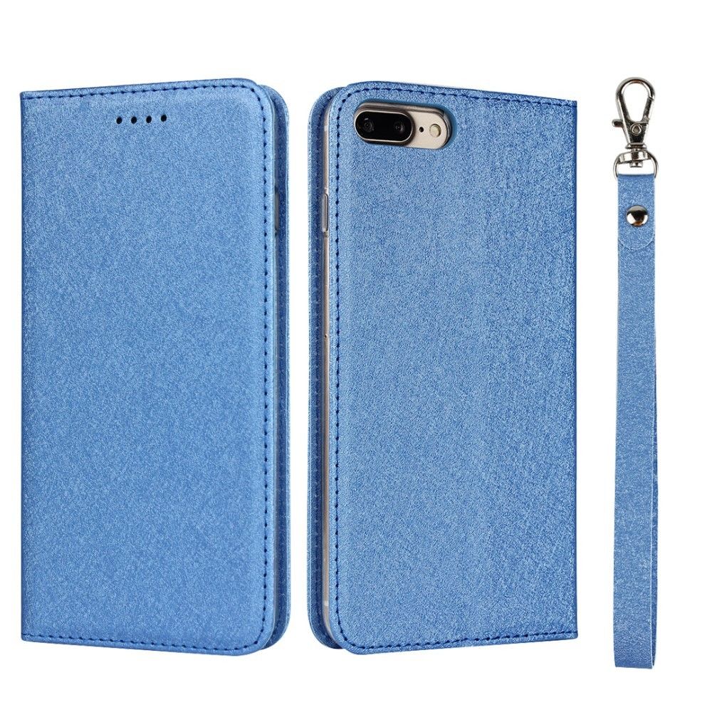 marque generique - Etui en PU peau de soie avec support bleu pour votre Apple iPhone 7 Plus/8 Plus 5.5 pouces - Coque, étui smartphone