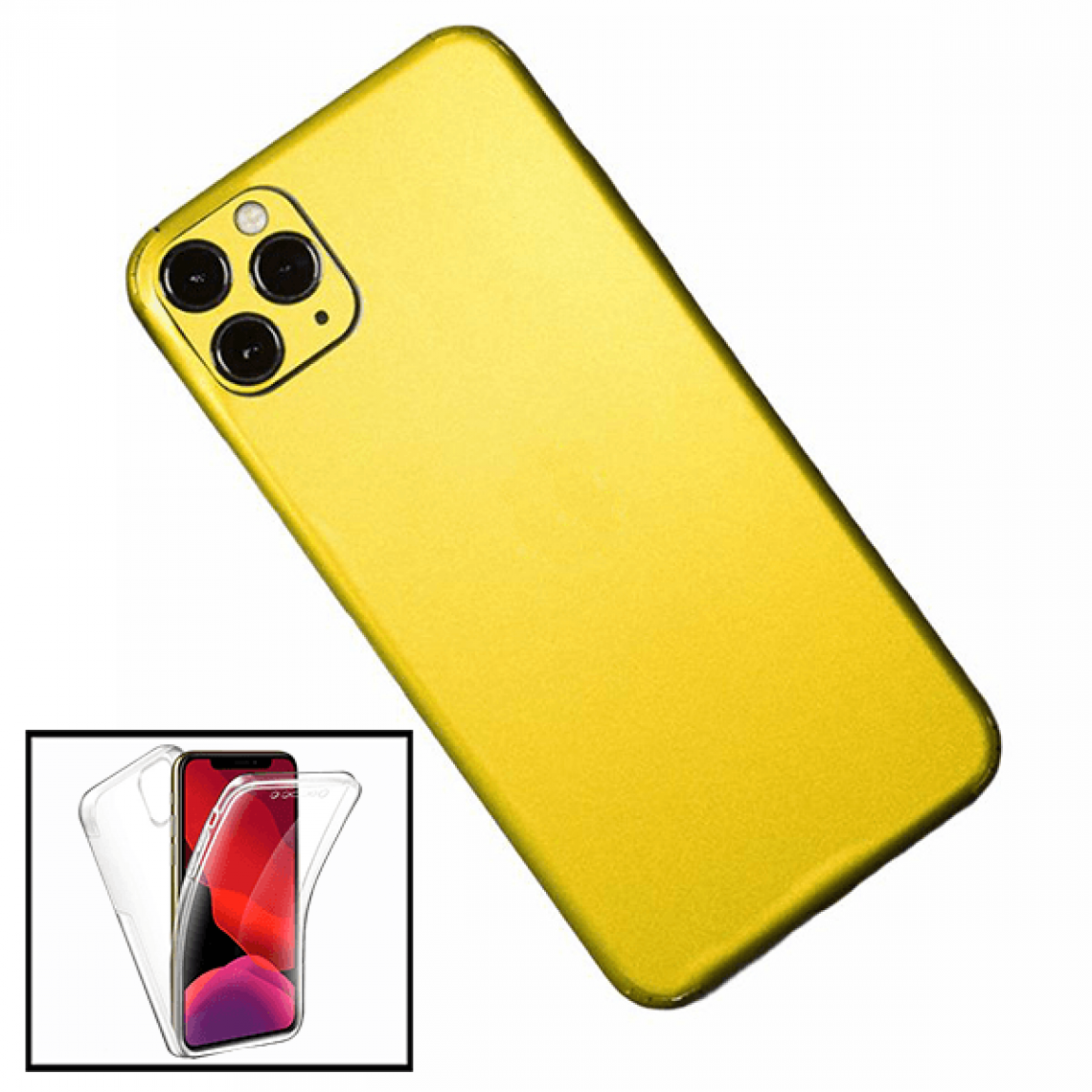 Phonecare - Kit Film arrière Full-Edged SurfaceStickers + Coque 3x1 360° Anti Choc pour iPhone SE 2020 - Or - Coque, étui smartphone