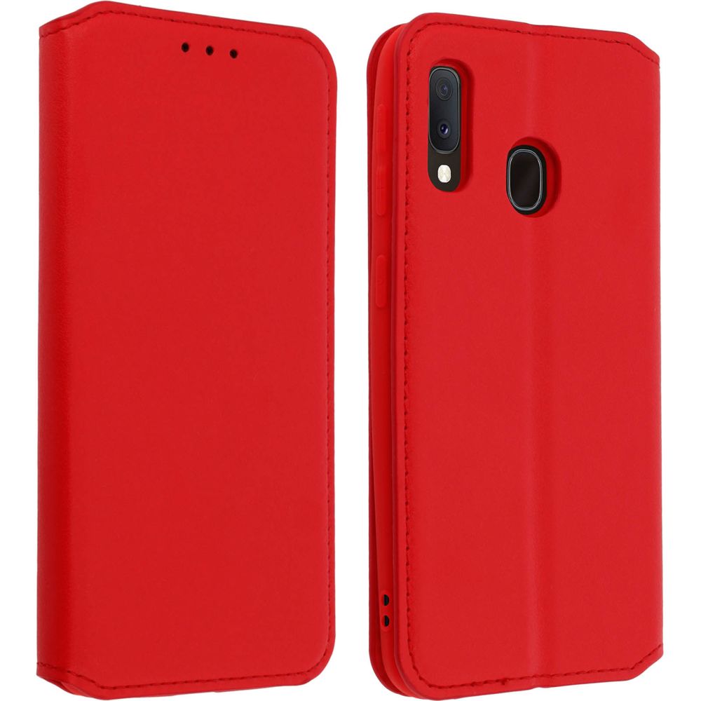 Avizar - Housse Samsung Galaxy A20e Étui Folio Fonction Support Vidéo Rouge - Coque, étui smartphone