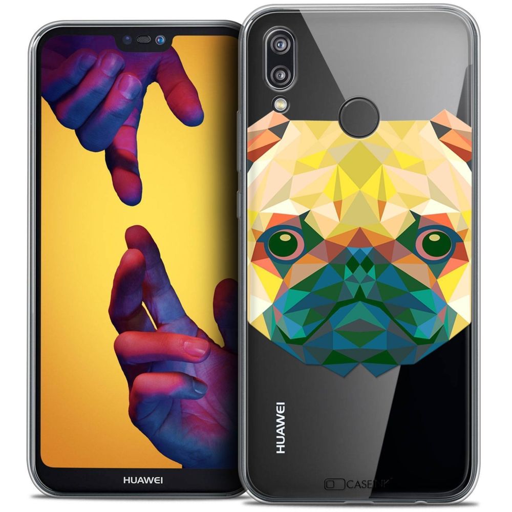 Caseink - Coque Housse Etui Huawei P20 LITE (5.84 ) [Crystal Gel HD Polygon Series Animal - Souple - Ultra Fin - Imprimé en France] Chien - Coque, étui smartphone