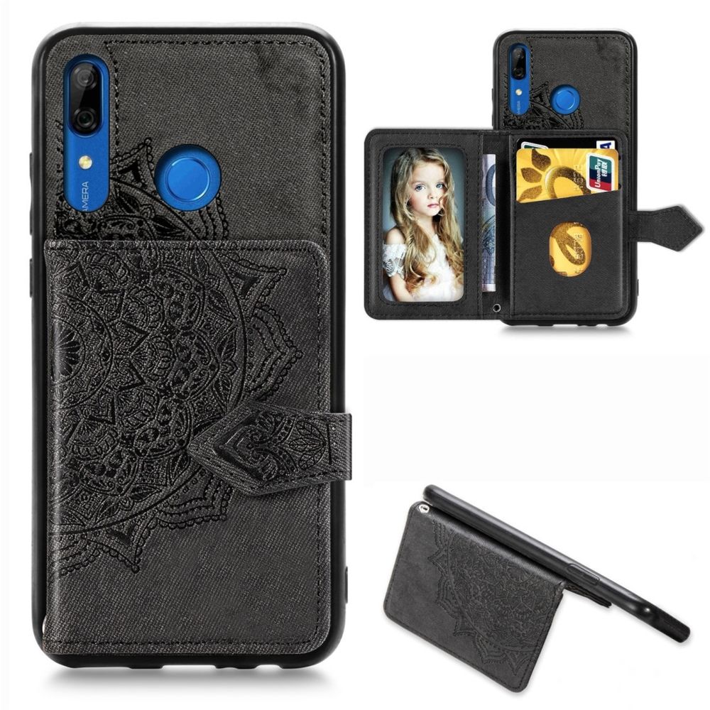 Wewoo - Coque Pour Huawei P Smart Z Mandala en relief tissu magnétique PU + TPU + PC Case avec support et fentes cartes et portefeuille et cadre photo et sangle noir - Coque, étui smartphone