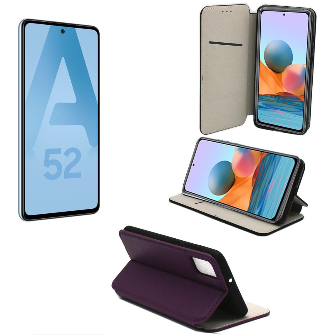 Xeptio - Samsung Galaxy A52 4G / A52 5G Etui Protection Portefeuille violet à Rabat avec Porte Cartes - Housse Folio violette Coque Antichoc - Coque, étui smartphone